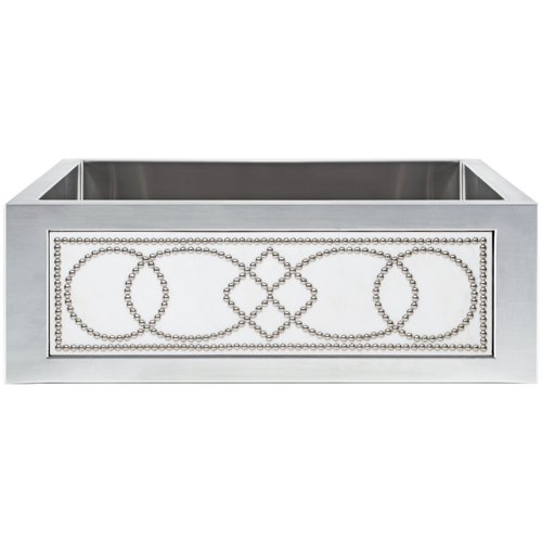 Linkasink Kitchen Farmhouse Sinks - C071-30-SS Stainless Steel Inset Apron Front Sink - Smooth Finish - PNL303 - Marble with Studs